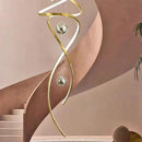Axyaa Gold Spiral Staircase Chandelier for Dining Living Room Loft, Simple Luxury Hanging Lamps