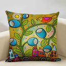 Axyaa Scenic Illustration Cushion Cover 45x45cm for Home Art Decoration