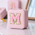 Axyaa Sequin Letter Jewelry Box with Mirror - Cute Portable Organizer Gift