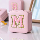 Axyaa Sequin Letter Jewelry Box with Mirror - Cute Portable Organizer Gift