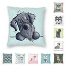 Axyaa Miniature Schnauzer Dog Cartoon Cushion Cover for Sofa - Puppy Lover's Nordic Pillow