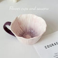 Axyaa Flower Shape Ceramic Coffee Cup Pair Office Home Mug
