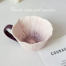 Axyaa Flower Shape Ceramic Coffee Cup Pair Office Home Mug