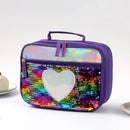 Axyaa Reversible Sequin Insulated Lunch Box for Kids - Waterproof Glitter Tote Bag