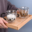 Axya 250ml Cartoon Cat Double Wall Glass Coffee Tea Cup Heat-resistant Mug
