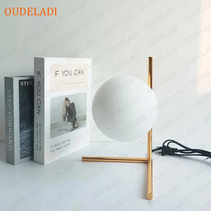 Axya Gold Glass Ball Table Lamp: Modern Nordic Bedroom Bedside LED Light