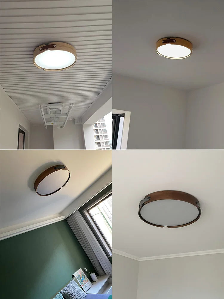 Axyaa Walnut Round Ceiling Lamp - Japanese Nordic Modern Bedroom Lighting