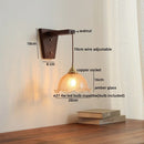 Axyaa Glass Walnut LED Wall Lamps, Modern Bathroom Mirror Light Fixtures