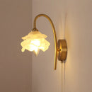 Axyaa LED Glass Wall Sconce with Pull Chain Switch for Modern Luxury Bedroom Lighting