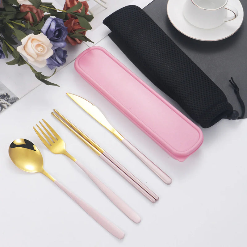 Axyaa Stainless Steel Tableware Set for Students on the Go