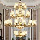 Axyaa Jade Chandelier: Elegant Living Room Lighting for Duplex Villas