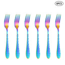 Axyaa 24pc Colorful Stainless Steel Tableware Set for Family & Restaurant