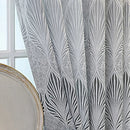 Axyaa Grey Leaves Jacquard Curtains 52"X96" for Living Room and Bedroom