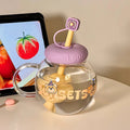 Axyaa Cute Bear Glass Cup - Large Aesthetic Tumbler with Lid and Straw