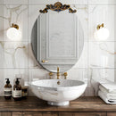 Axyaa Baroque Decor Oval Wall Mirror 70/80/90cm for Bathroom Bedroom Hallway