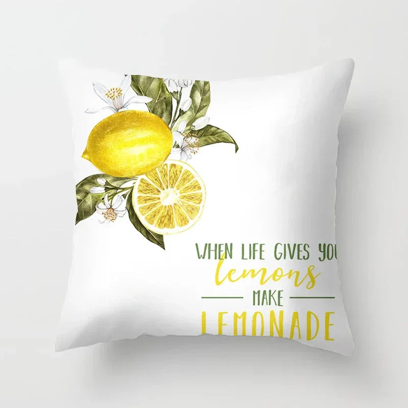 Lemon Pattern Summer Cushion Cover Throw Pillow for Sofa Decoration by Axyaa