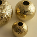Axyaa Golden Hammer Ceramic Vase Round Flower Pots Aesthetic Room Decor