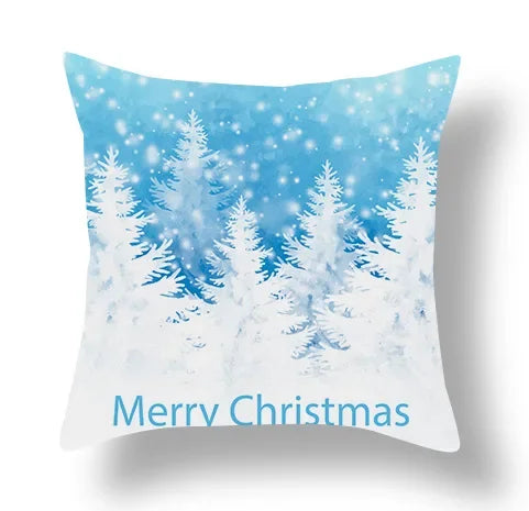 Axyaa Blue Ornament Pillowcase: Festive Home Decor Cushion Cover for Christmas & New Year