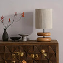 Axyaa Solid Wood Table Lamps Walnut Color LED Desk Lights
