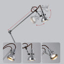 Axyaa Chrome Metal Long Arm Desk Light Adjustable Angle For Bedroom Table Reading.