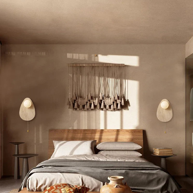 Axyaa Stone Art Wall Lamp with Glass Lampshade and LED Light