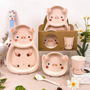 Axyaa Kids Pig Plate Baby Bowl Set - Cartoon Design, Unbreakable Dish