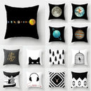 Axyaa Black Galaxy Planet Print Cushion Cover for Bedroom and Living Room