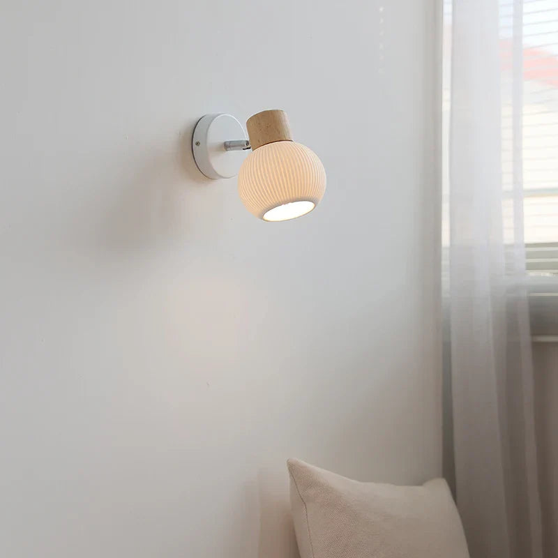 Axyaa White Ceramic LED Wall Lamps Switch - Bedroom Stairs Lighting Fixtures