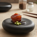 Axyaa Black Frosted Ceramic Western Steak Plate Set