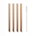 Axyaa Stainless Steel Milkshake Straws Set of 5 with Cleaning Brush