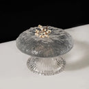 Axyaa Mushroom-Shaped Glass Seafood Sushi Plate - High Footed Dessert Serving Plate