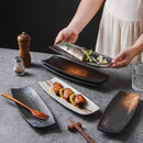 Axyaa Ceramic Sushi Plate Set - Stylish Tableware for Sashimi, Dim Sum, and Barbecue