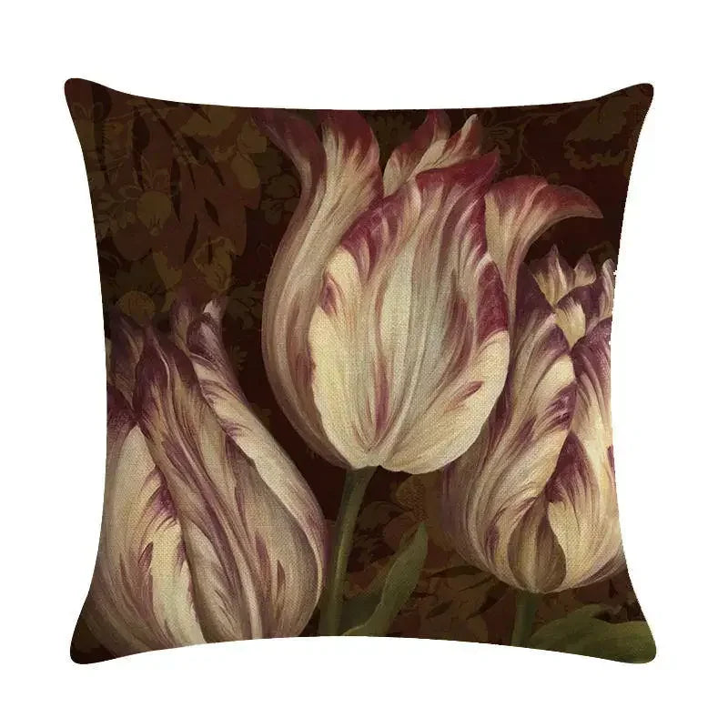 Retro White Flower Pattern Cushion Cover - Axyaa Home Decor Pillowcase