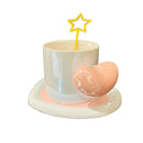Axyaa Heart Handle Ceramic Coffee Mug and Saucer Set