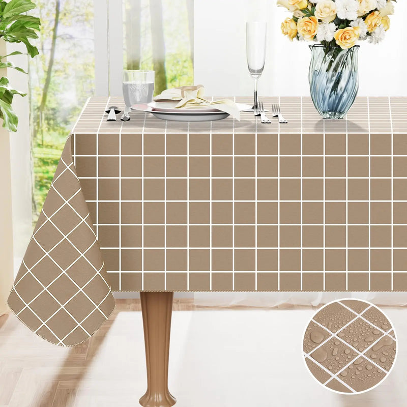 Axyaa Buffalo Flannel Backed Tablecloth: Waterproof, Wipeable, Outdoor, Rectangle Table Cover
