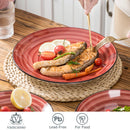 Axya Handpainted Red Stoneware Dinner Set with Spirals, 24/48-Piece Combi-Set