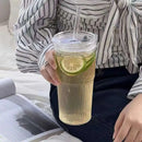 Axyaa 600ML Stripe Glass Cup with Lid and Straw - Cold Drinkware