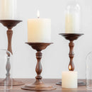 Axyaa Medieval Walnut Candlestick Ornaments - Hand-Turned French Wooden Table Atmosphere Holder