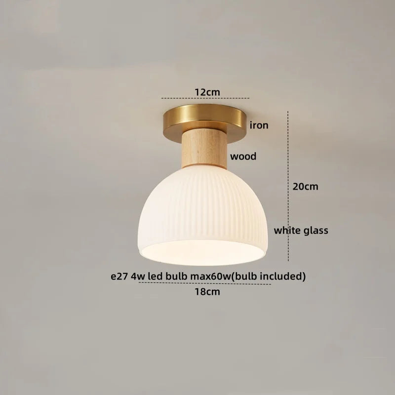 Axyaa Modern Wood Glass LED Ceiling Light for Kitchen Living Room Decor