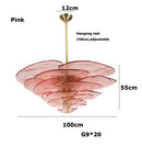 Axyaa Glass Flower Petal Chandelier - Bronze Metal Dining Table Hanging Lamp