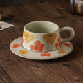 Axyaa Stoneware Latte Mug Set Cup & Saucer Japanese Style Ceramic Beverage