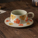 Axyaa Stoneware Latte Mug Set Cup & Saucer Japanese Style Ceramic Beverage