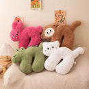 Axyaa Cartoon Animal Plush Cushion Irregular Shaped Throw Pillow