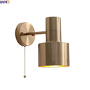 Axyaa Modern Copper LED Wall Lamp with Pull Chain Switch