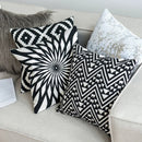 Axyaa Black White Embroidered Cotton Cushion Cover 45x45cm Square for Sofa Bed