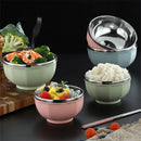 Axyaa Stainless Steel Double Layer Rice Bowl for Kids and Kitchen Tableware
