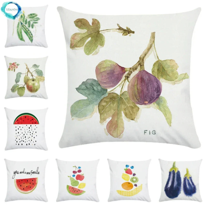 Axyaa Cartoon Fruit Vegetable Print Cushion Cover 45X45CM