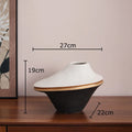 Axyaa Black White Color Block Ceramic Vase Gold Plant Pot Room Decor Aesthetic