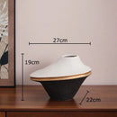 Axyaa Black White Color Block Ceramic Vase Gold Plant Pot Room Decor Aesthetic