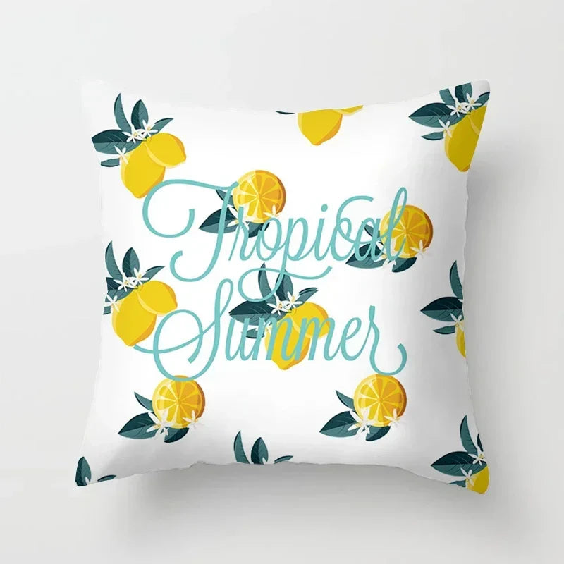 Lemon Pattern Summer Cushion Cover for Sofa Decor by Axyaa